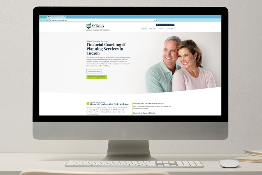 O'Reilly Financial Services website on computer screen